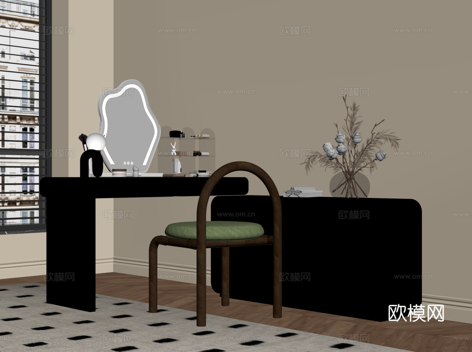法式中古风梳妆台su模型