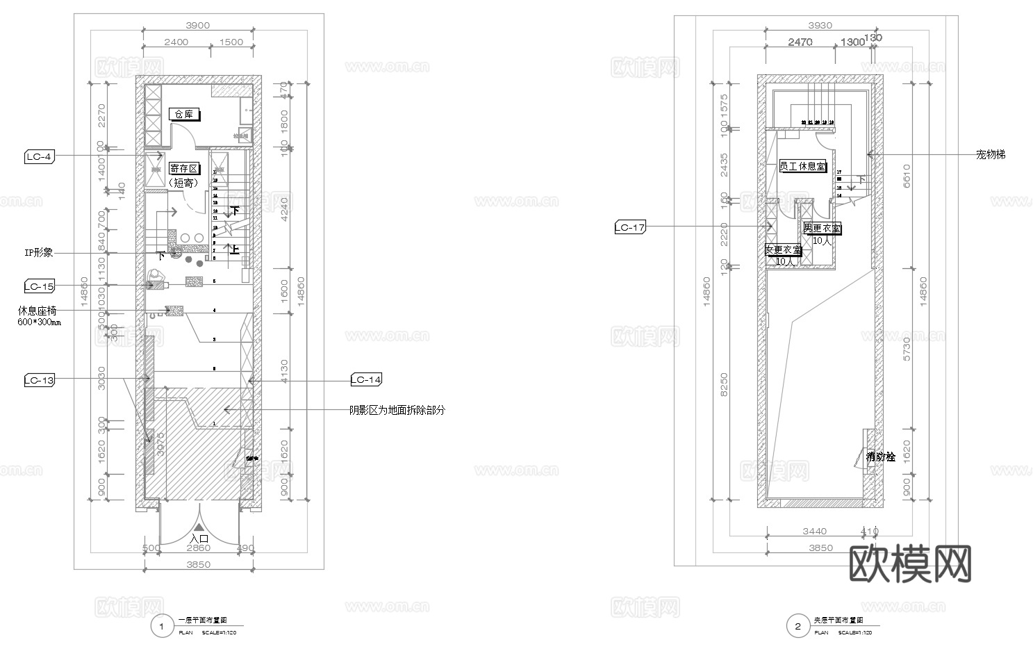 宠物店  最新全套施工图 效果图合集cad施工图