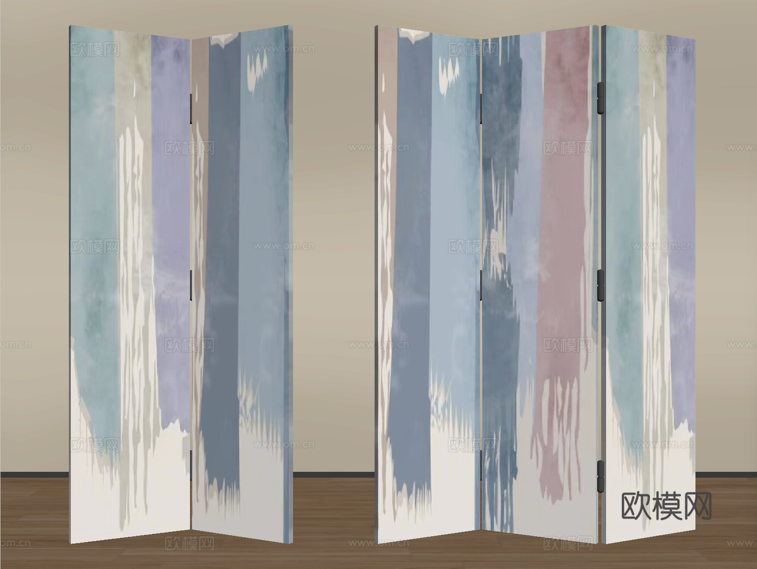 现代屏风隔断 折叠屏风隔断su模型下载（渲染图2）