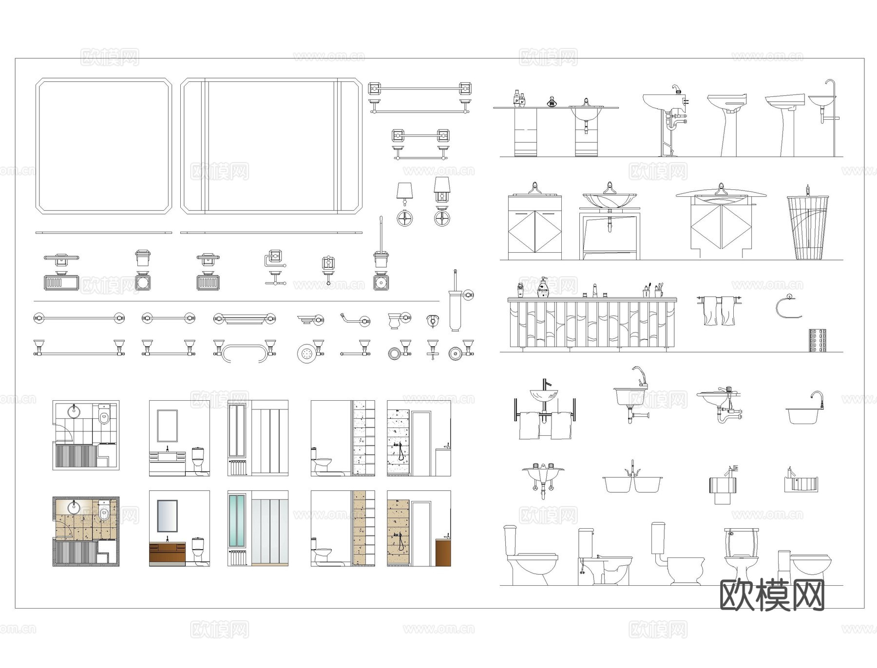 卫生间图块CAD图库cad施工图