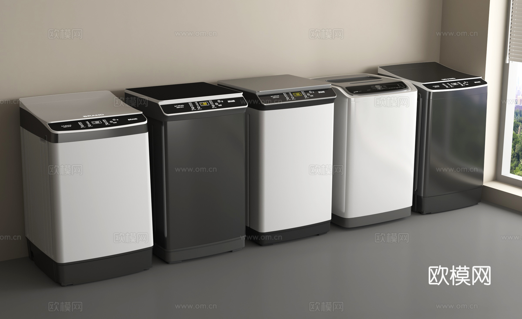 现代洗衣机 滚筒洗衣机su模型