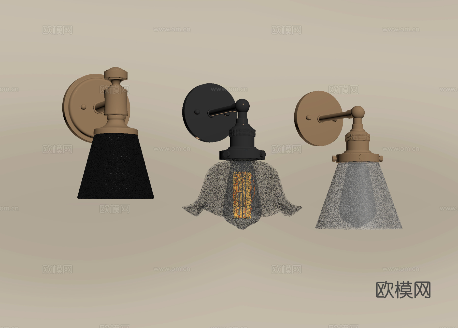 法式复古壁灯 玻璃壁灯su模型