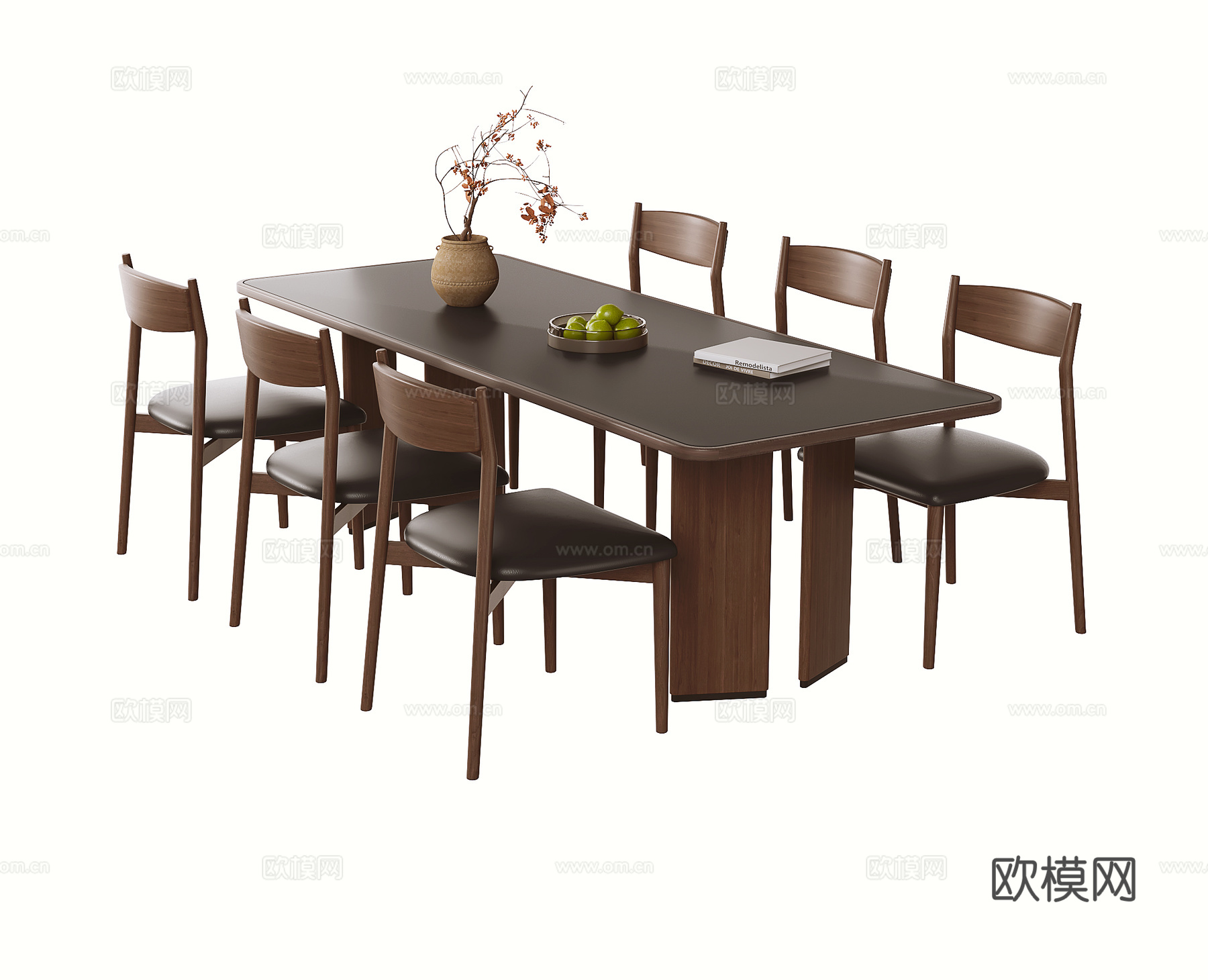 中古风餐桌椅su模型