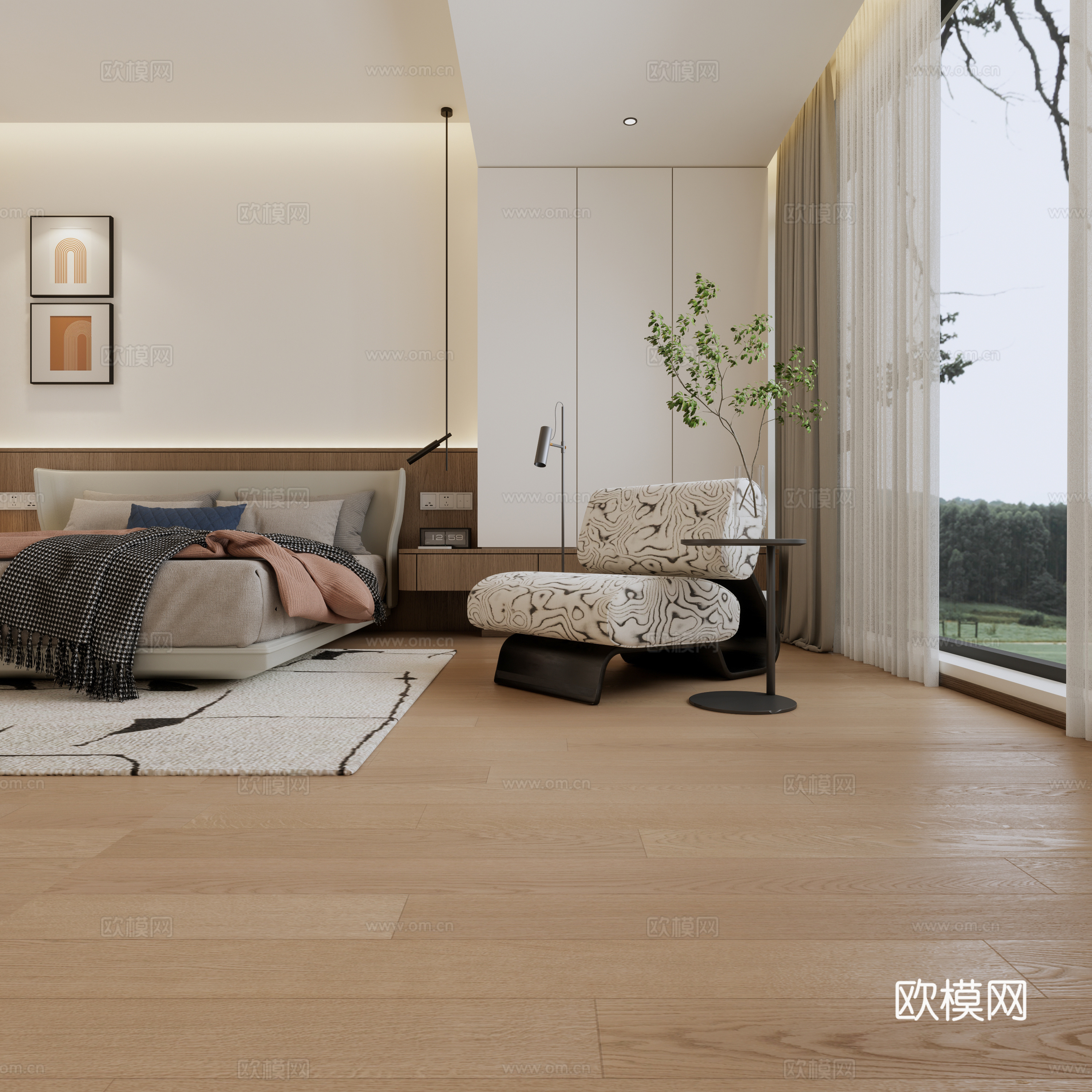 现代卧室su模型