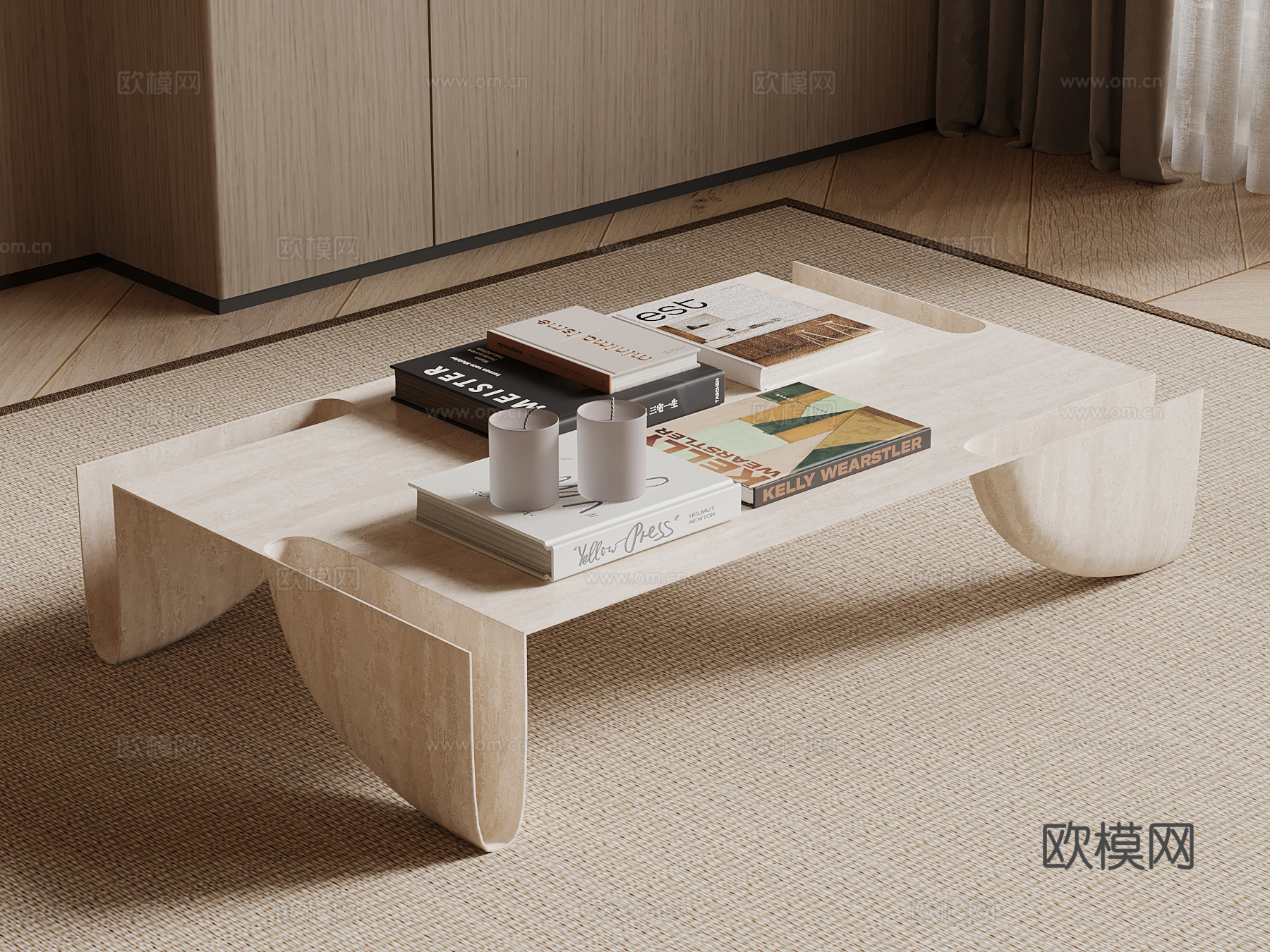 现代中古风茶几su模型