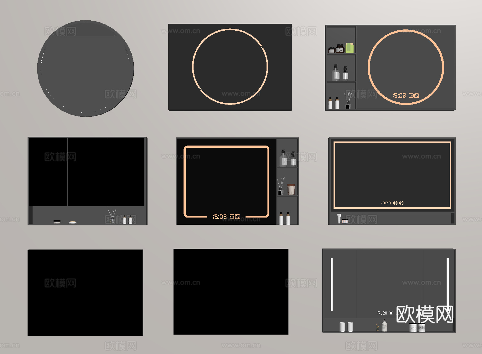 现代镜子 浴室镜 智能镜 化妆镜 装饰镜su模型
