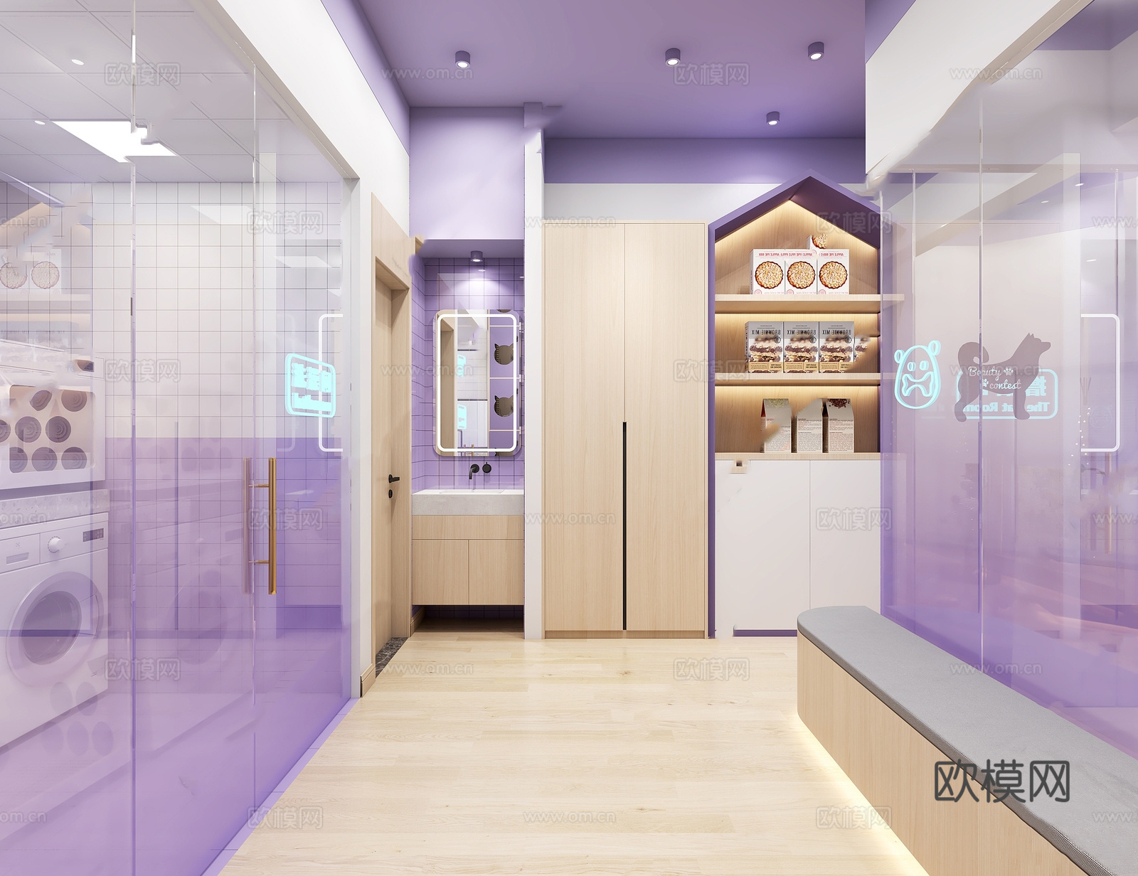 宠物店  最新全套施工图 效果图合集cad施工图