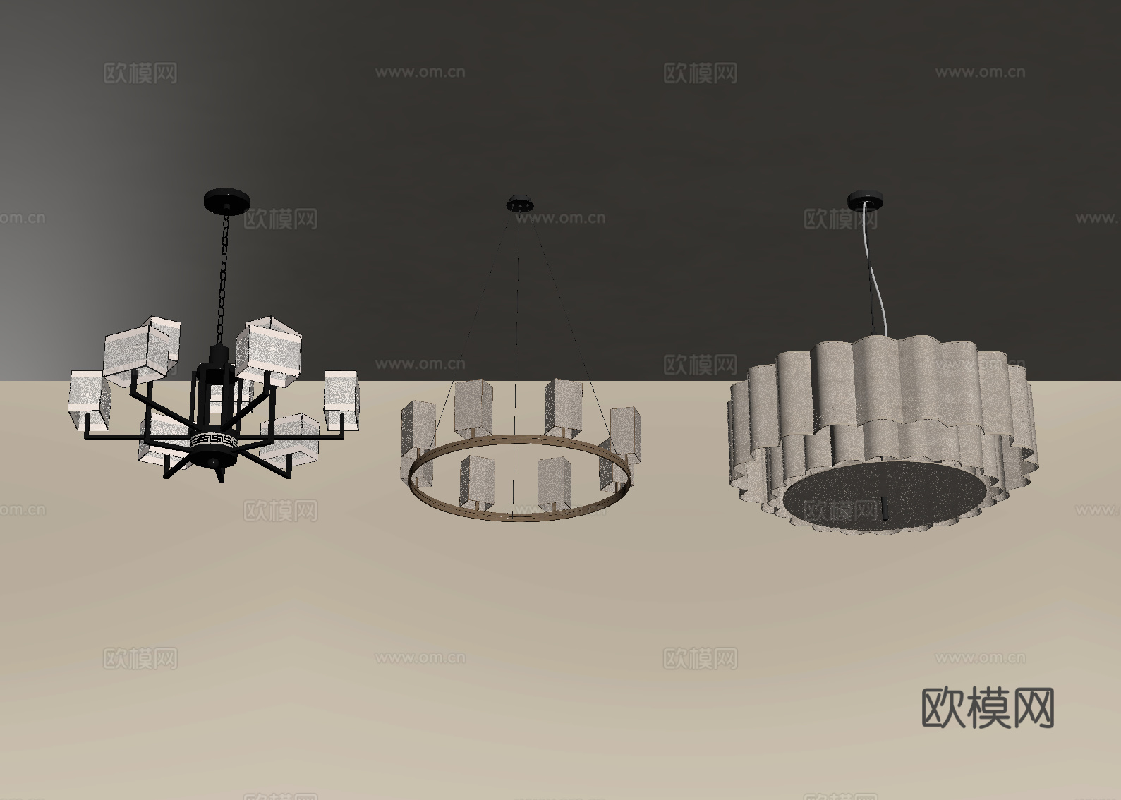 新中式吊灯 金属吊灯 侘寂风吊灯su模型su模型