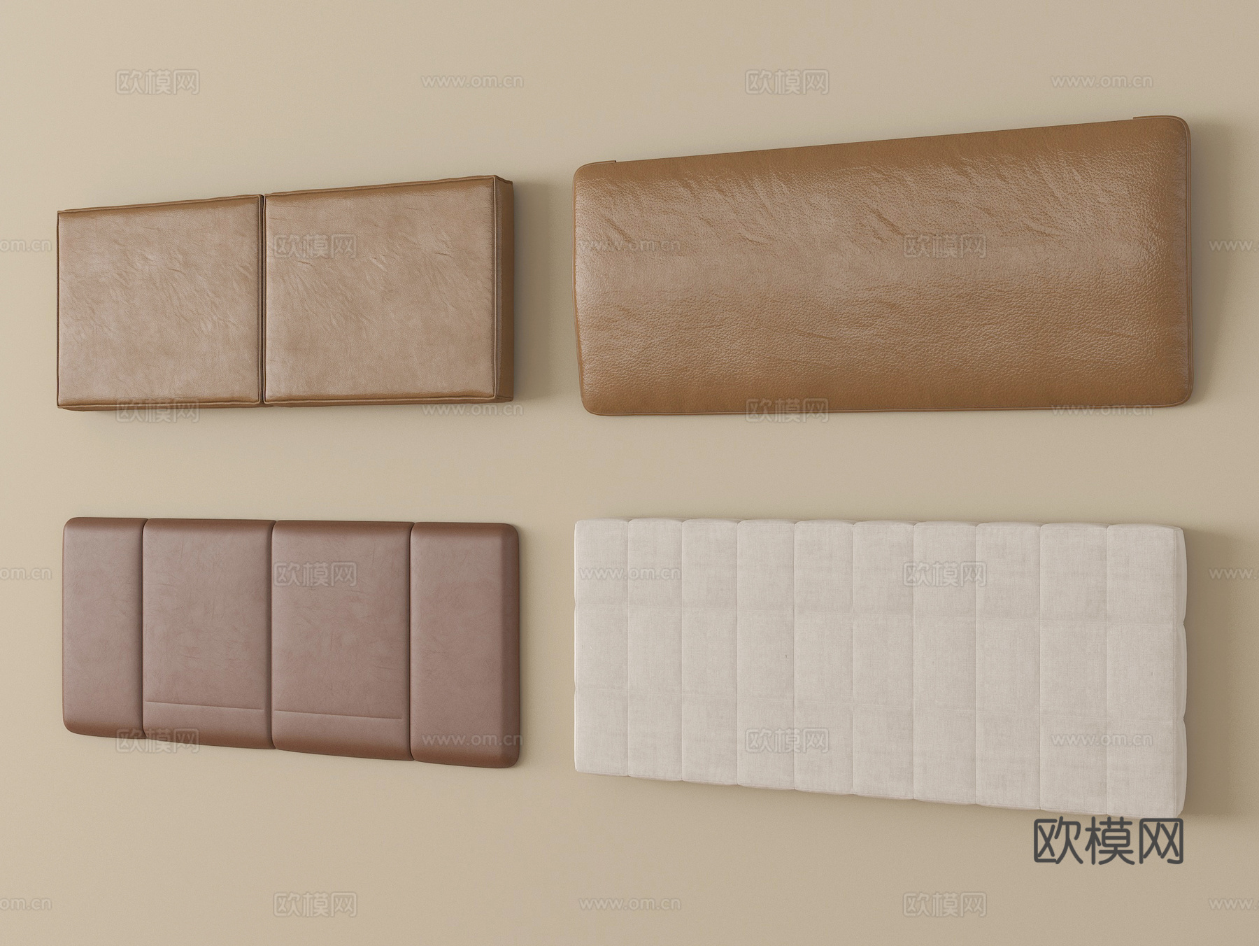 意式软包 床头靠背 床品 皮质软包su模型