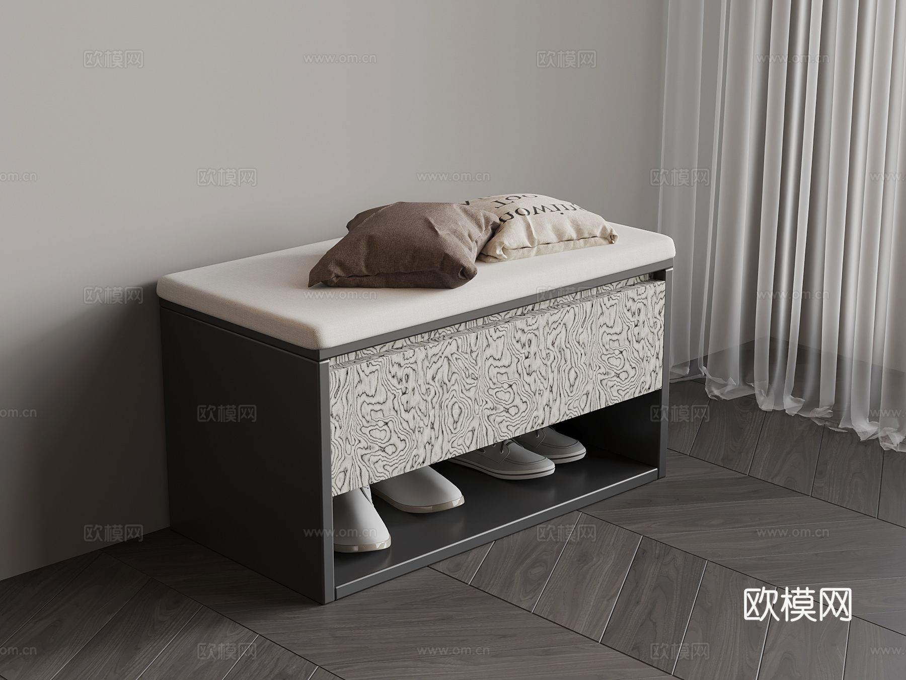 现代意式换鞋凳su模型