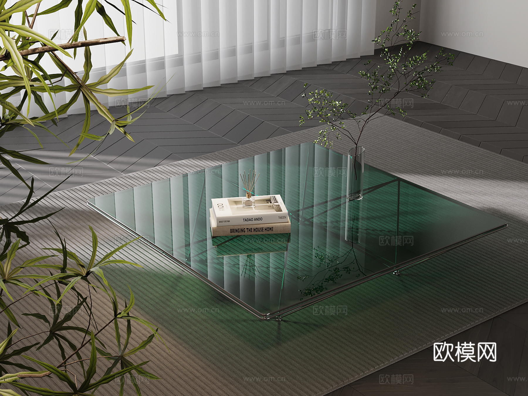 现代茶几 玻璃茶几su模型