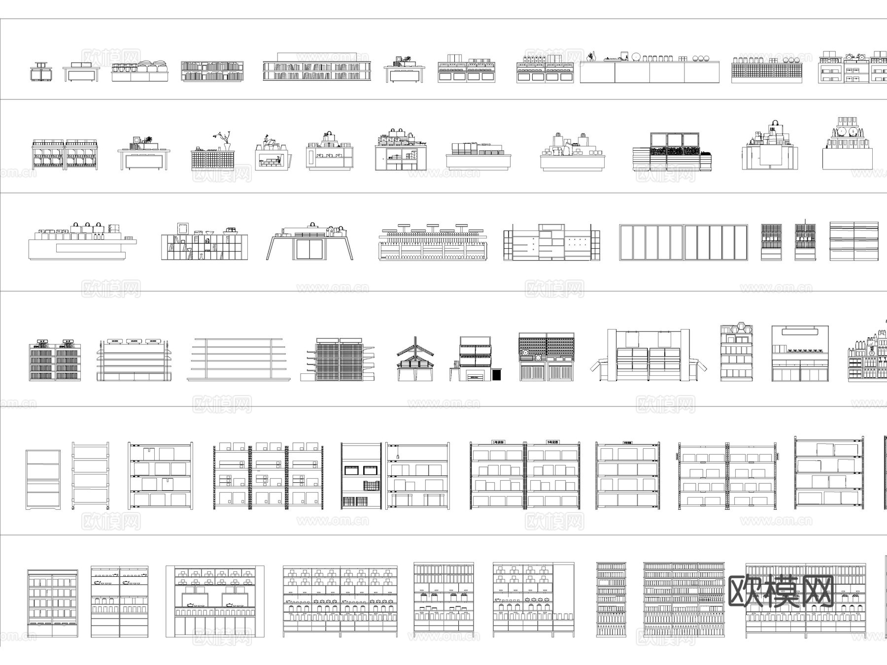 2026年最新陈列架货架展示柜CAD图库cad施工图
