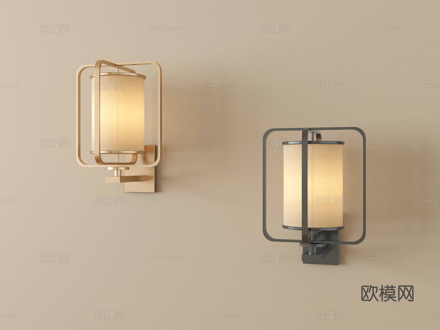 新中式壁灯 金属壁灯 装饰灯su模型