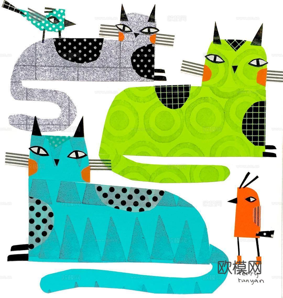 可爱动物手绘，创意童趣插画，猫咪动物插画，治愈系插画，可爱儿下载