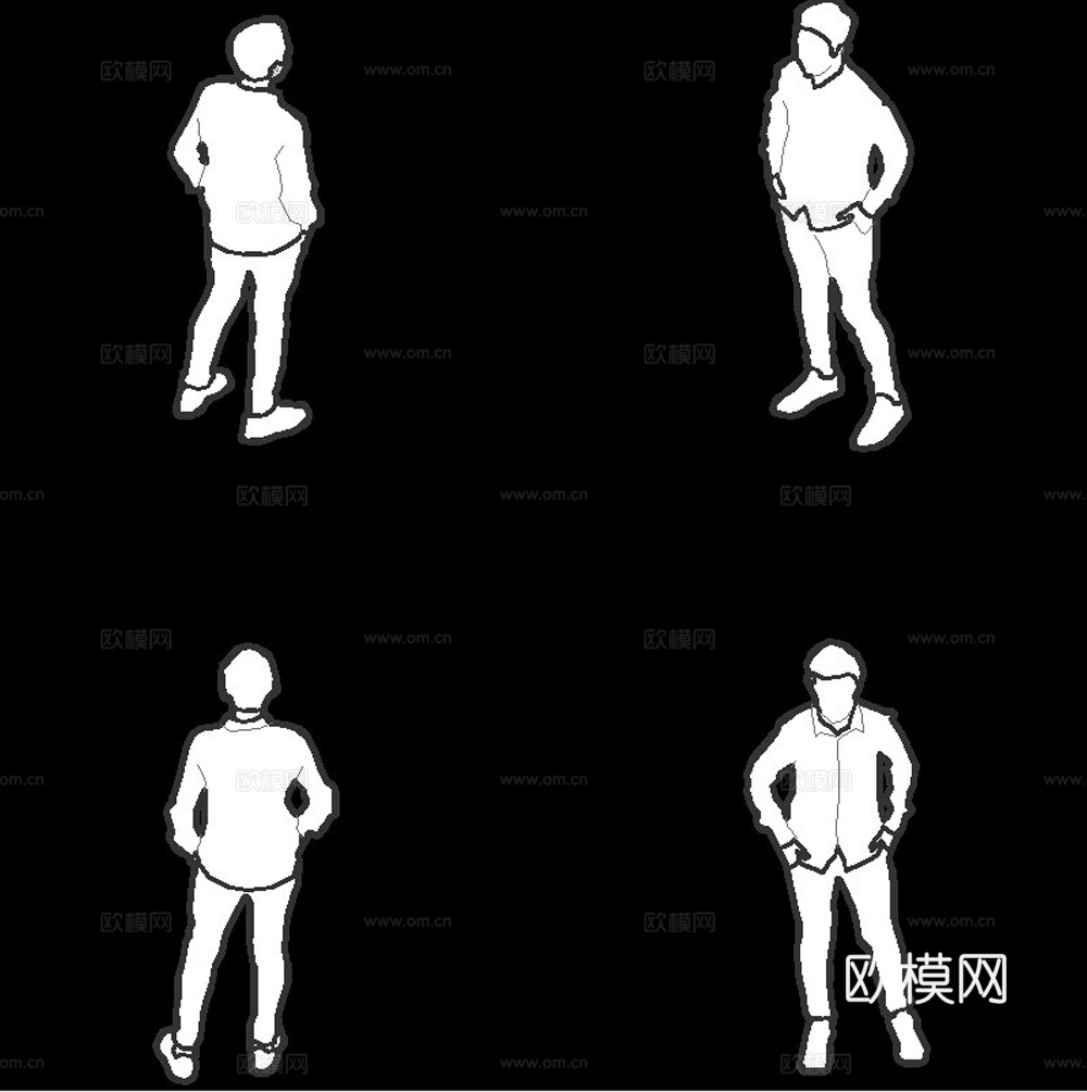 线稿风鸟瞰人物CAD(21张)cad施工图