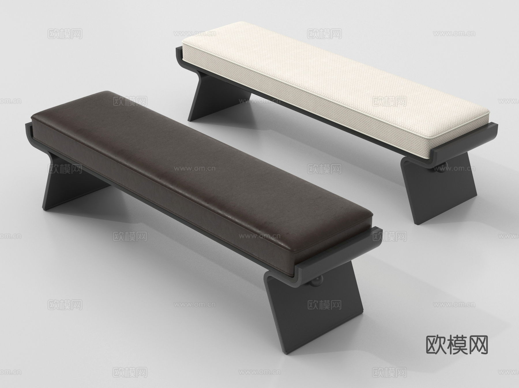 现代沙发凳 床尾凳 软包长凳 换鞋凳3d模型下载