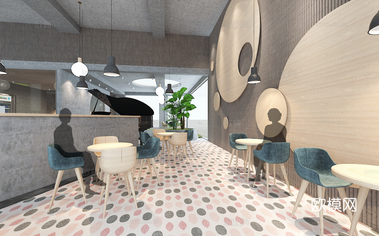 咖啡店 最新全套施工图 效果图合集cad施工图