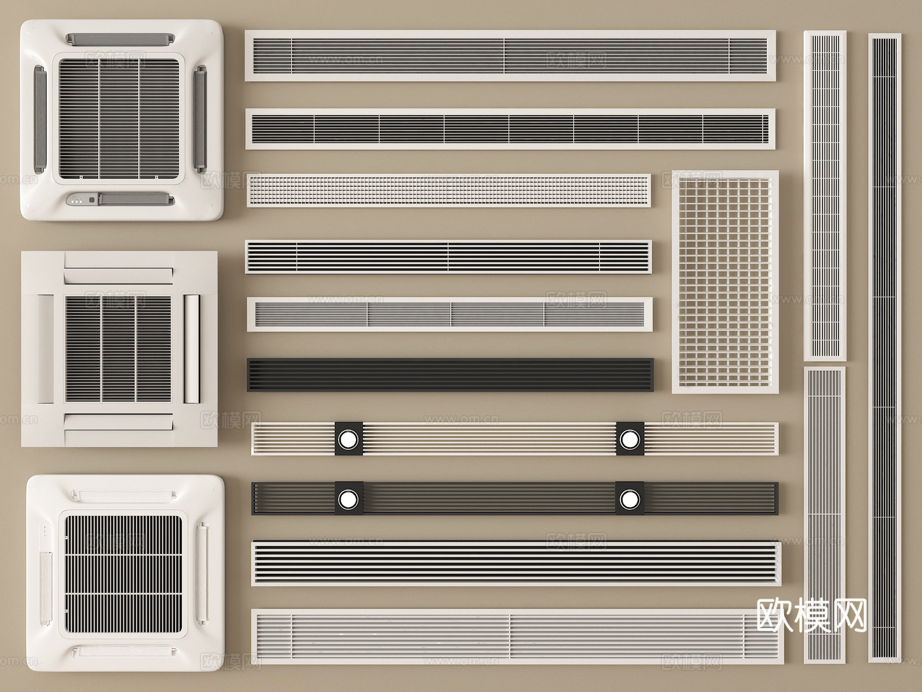 现代中央空调出风口 吸顶空调 出风口su模型