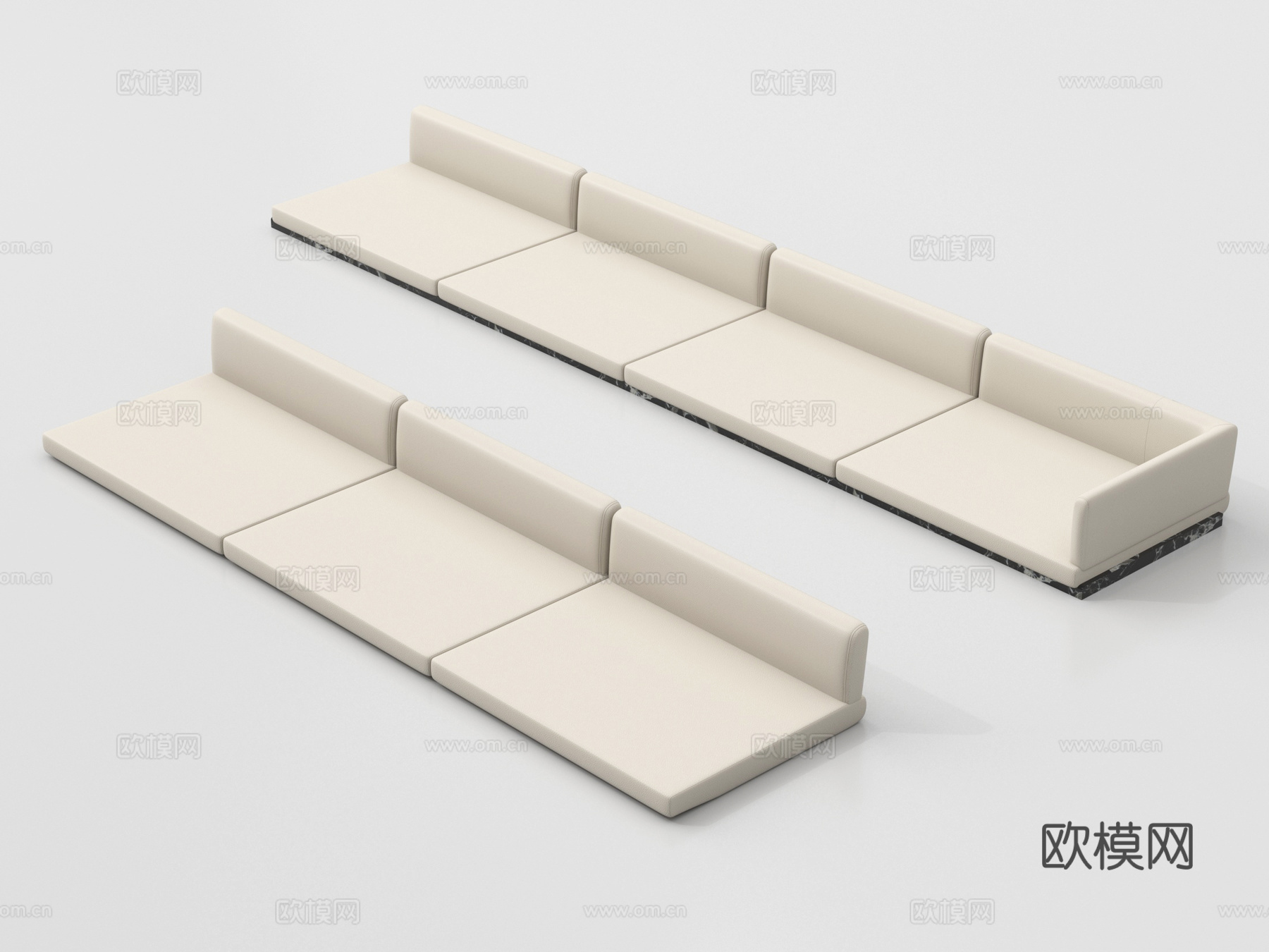 现代沙发坐垫 多人沙发 沙发垫su模型