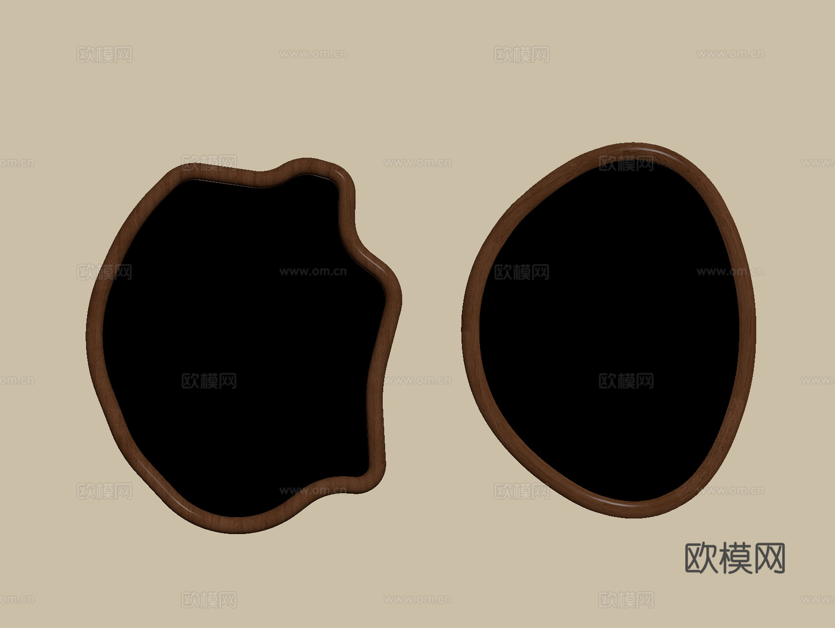 中古风镜子 化妆镜 装饰镜 落地镜su模型