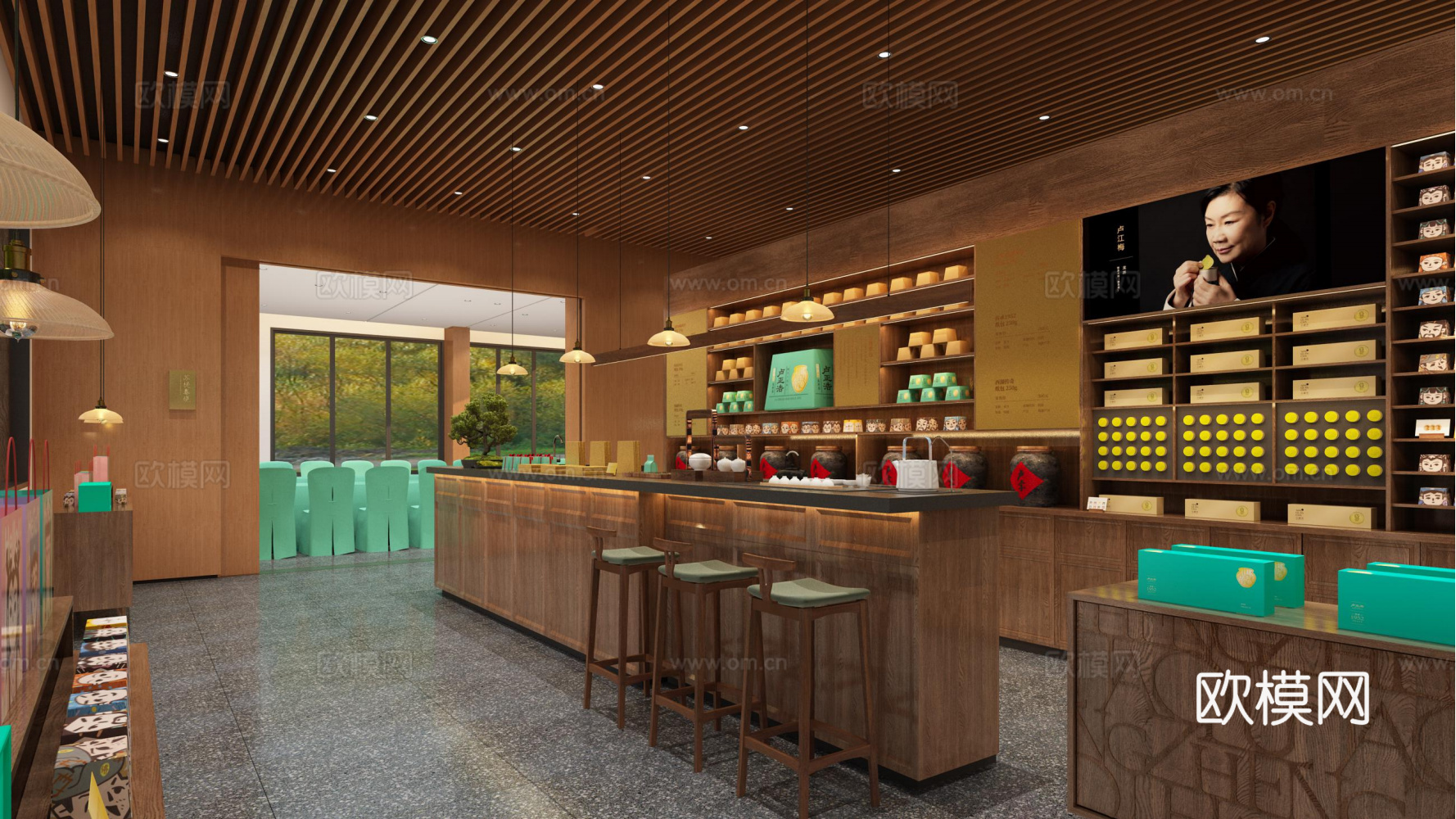 茶叶展厅  最新全套施工图 效果图合集cad施工图