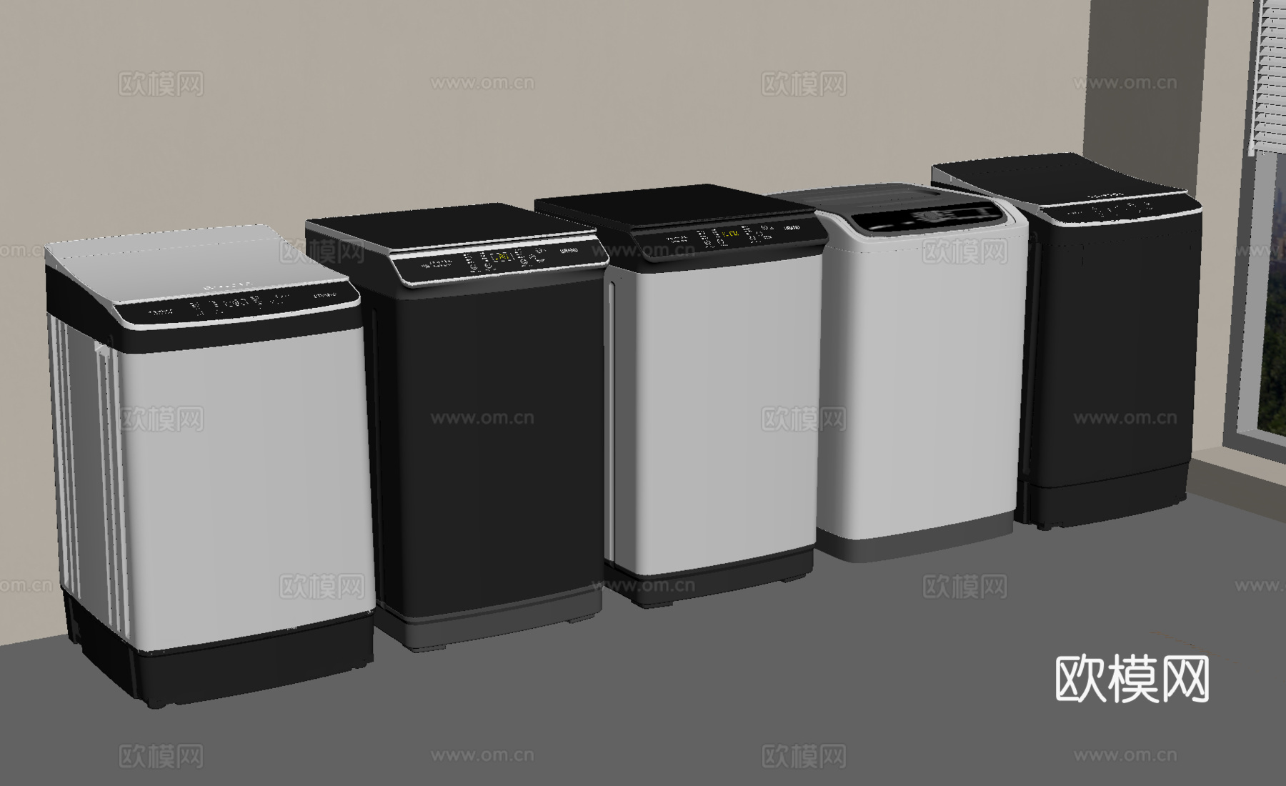 现代洗衣机 滚筒洗衣机su模型
