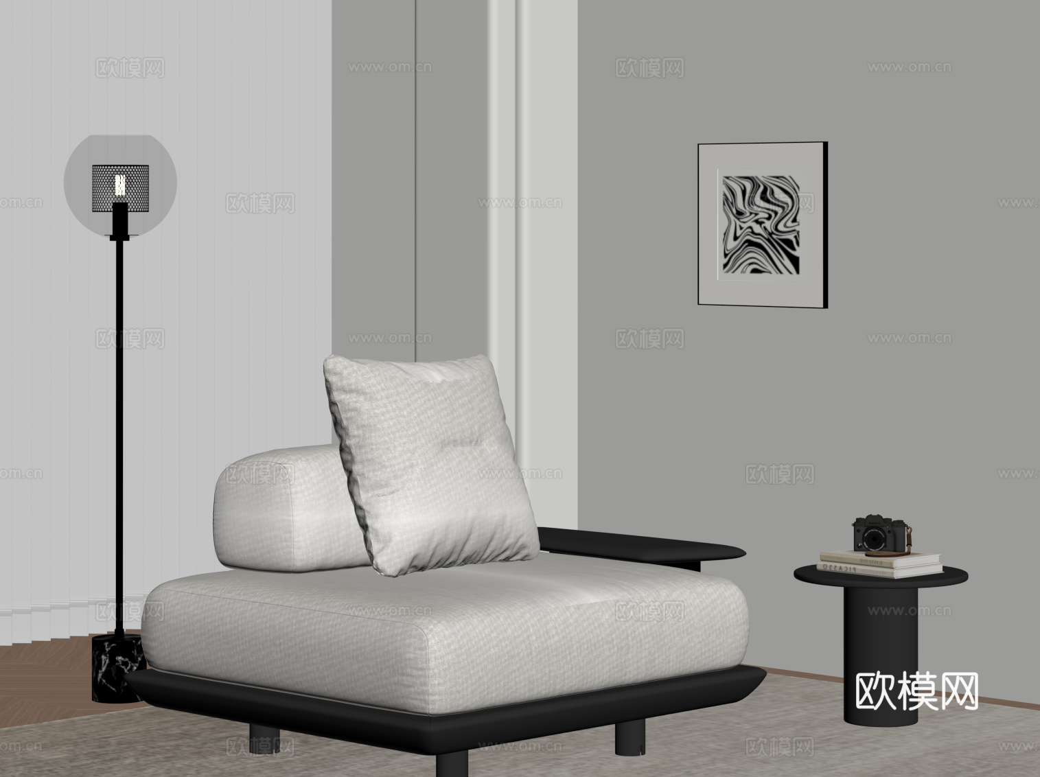 现代单人沙发 休闲沙发su模型