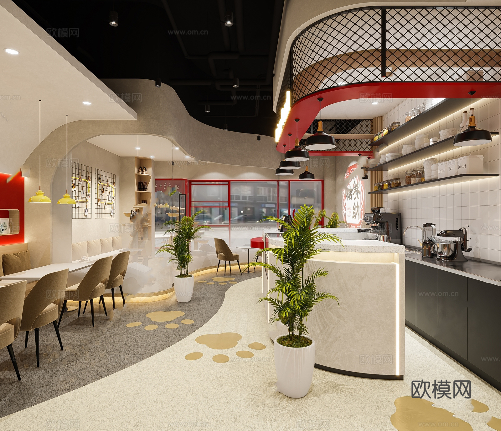 宠物店 猫咖店  最新全套施工图 效果图合集cad施工图