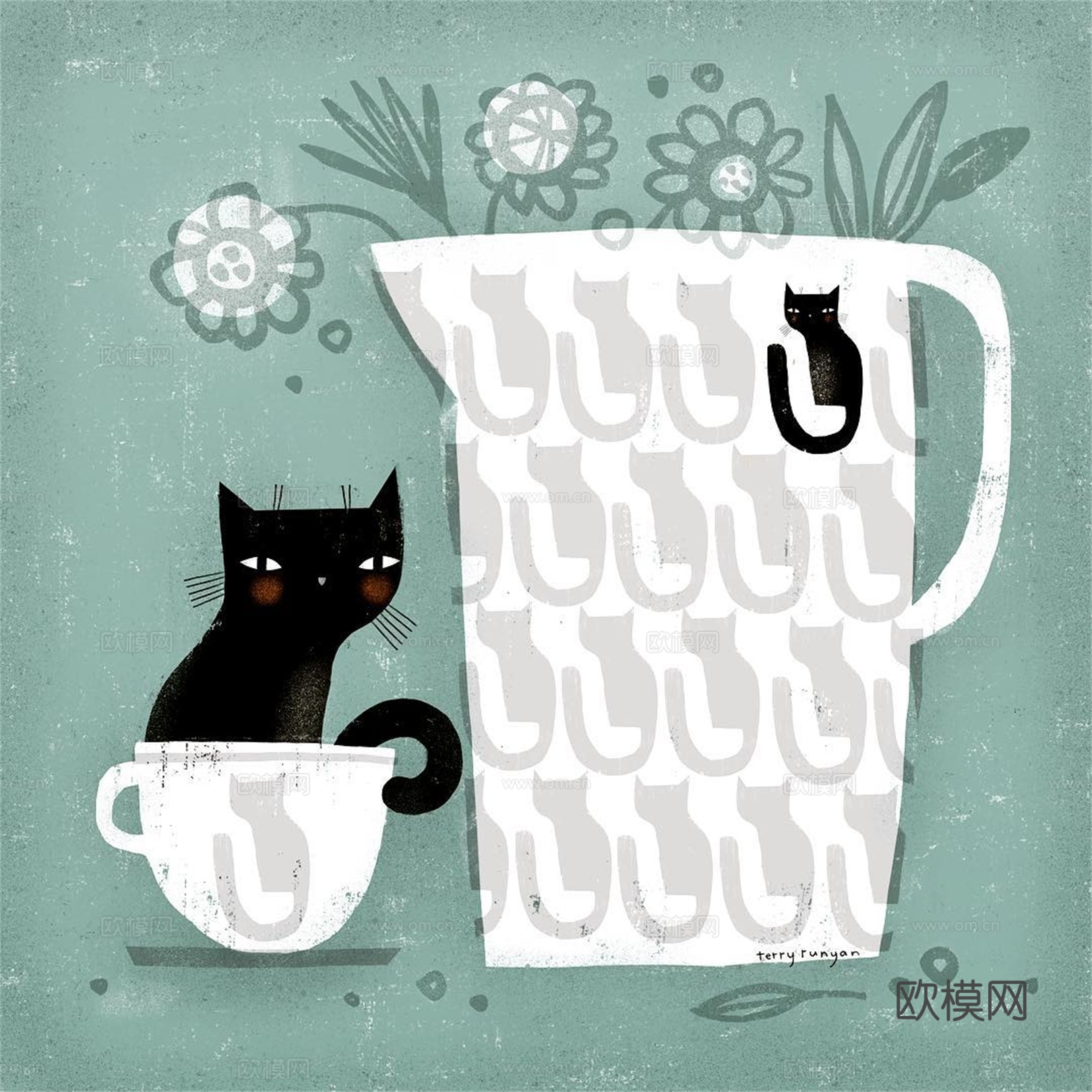 可爱动物手绘，创意童趣插画，猫咪动物插画，治愈系插画，可爱儿下载