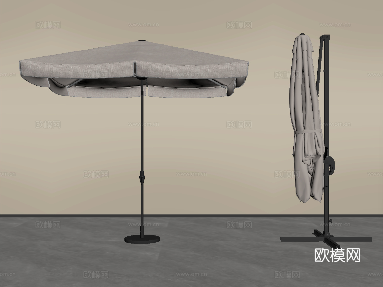 现代户外遮阳伞 太阳伞 折叠伞su模型