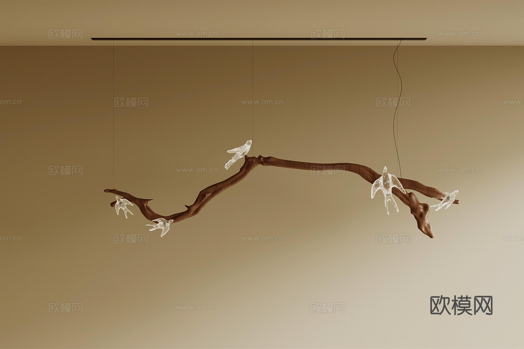 新中式艺术吊灯su模型