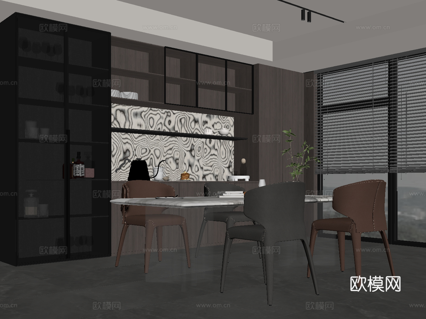 意式餐厅su模型