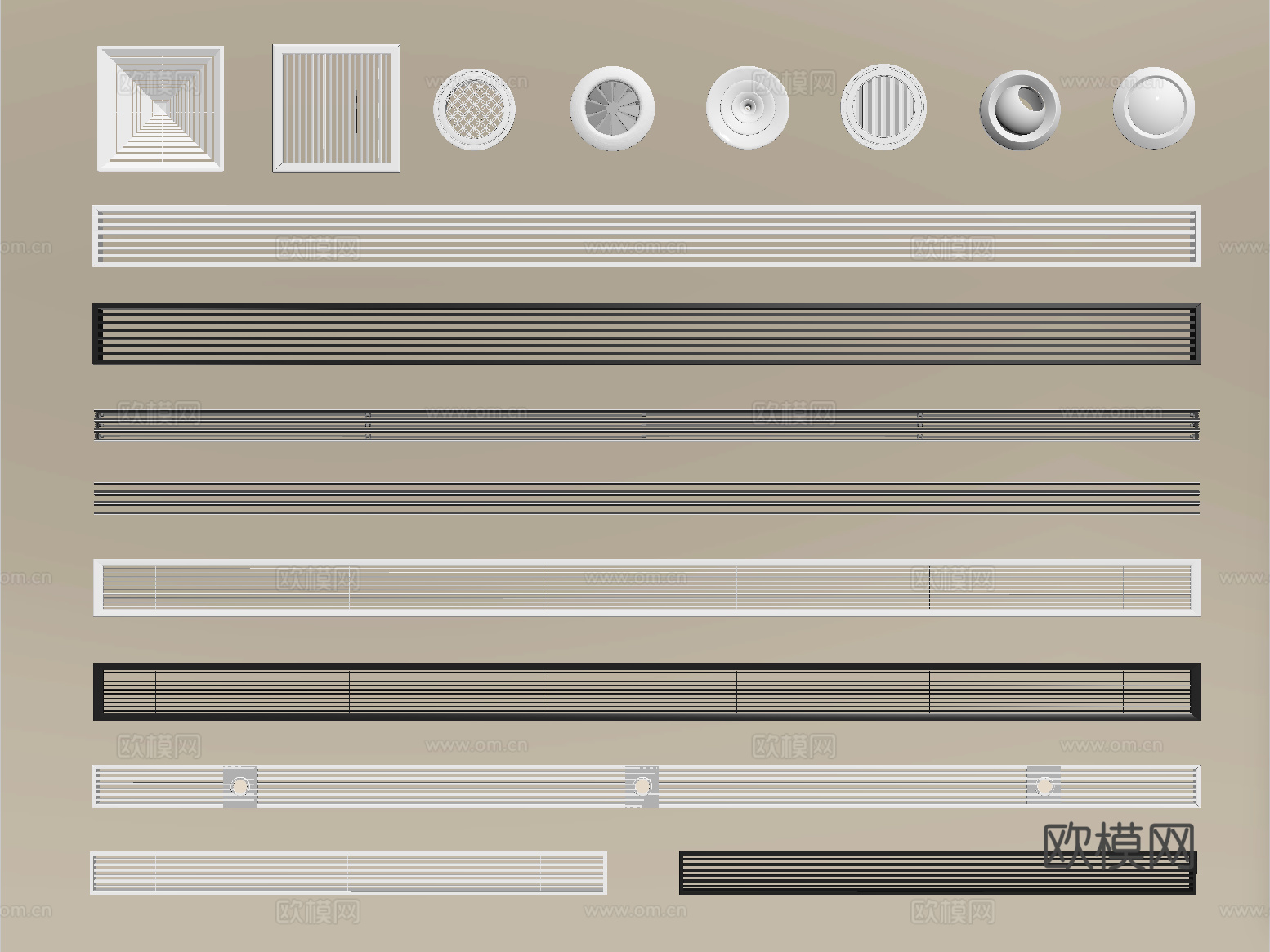 现代中央空调出风口 空调出风口 格栅球型风口su模型