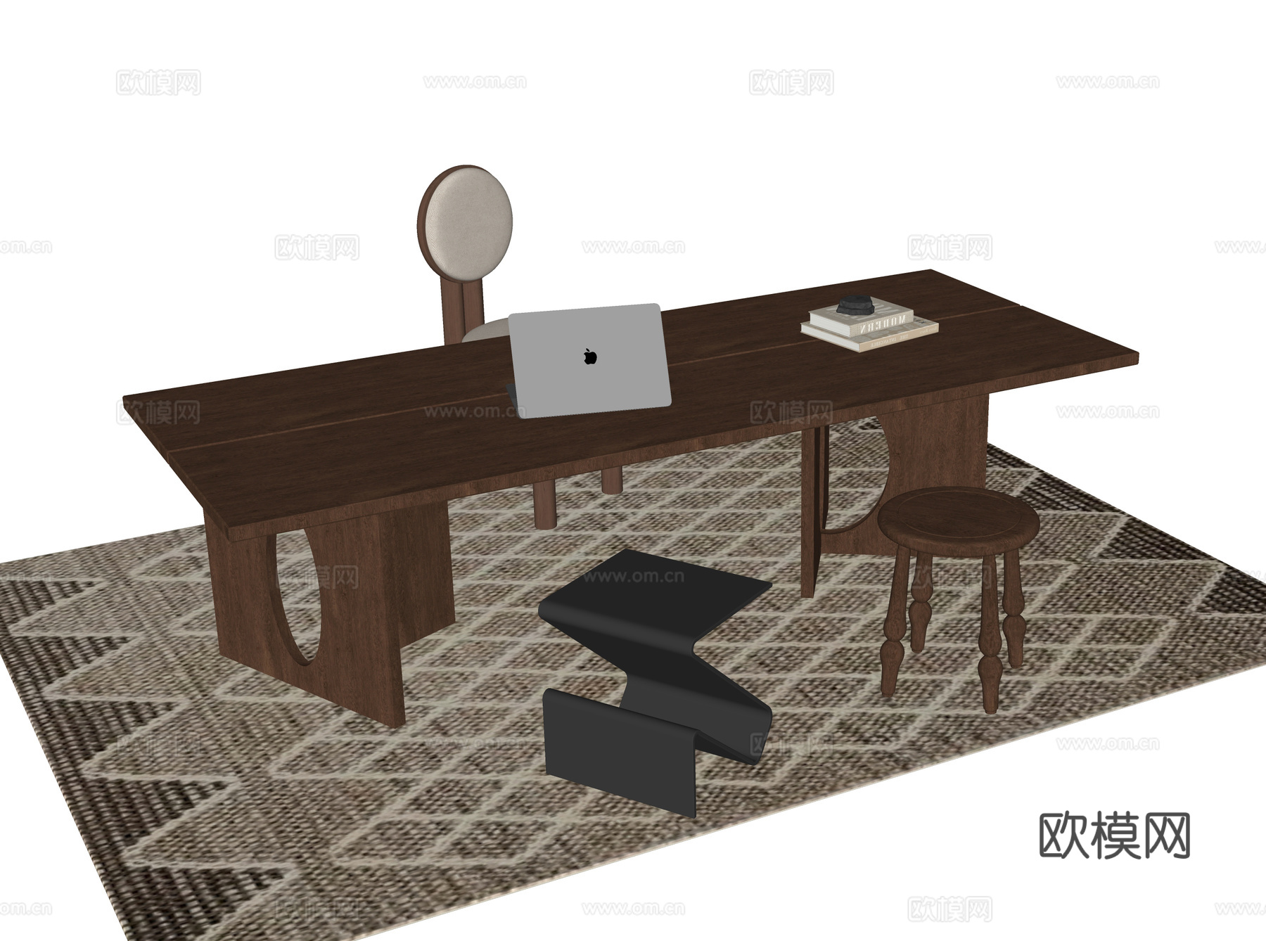 现代书桌椅 书桌 书椅su模型