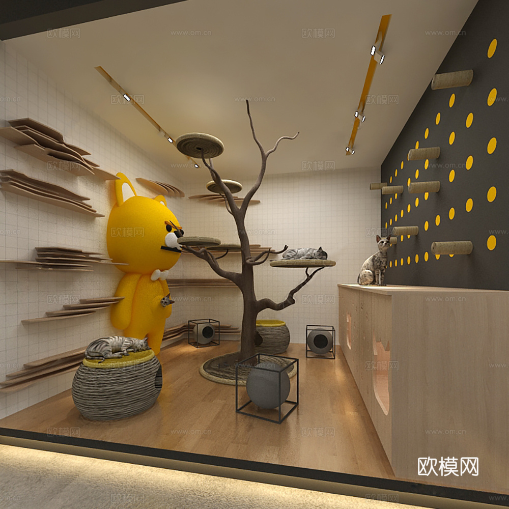 宠物店  最新全套施工图 效果图合集cad施工图