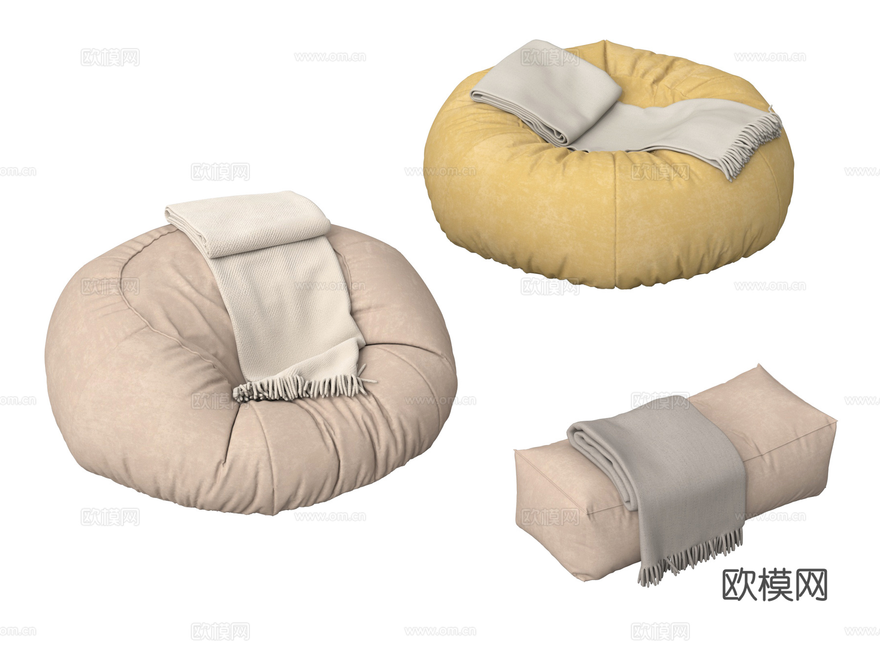 现代懒人沙发 单人沙发 坐垫su模型