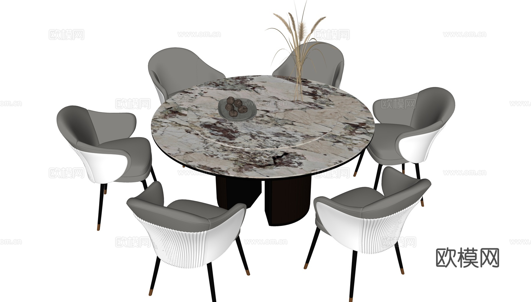 现代意式圆餐桌su模型