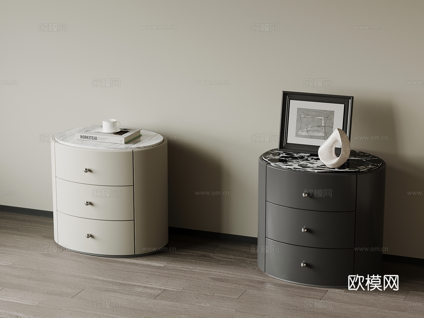现代床头柜 极简床头su模型