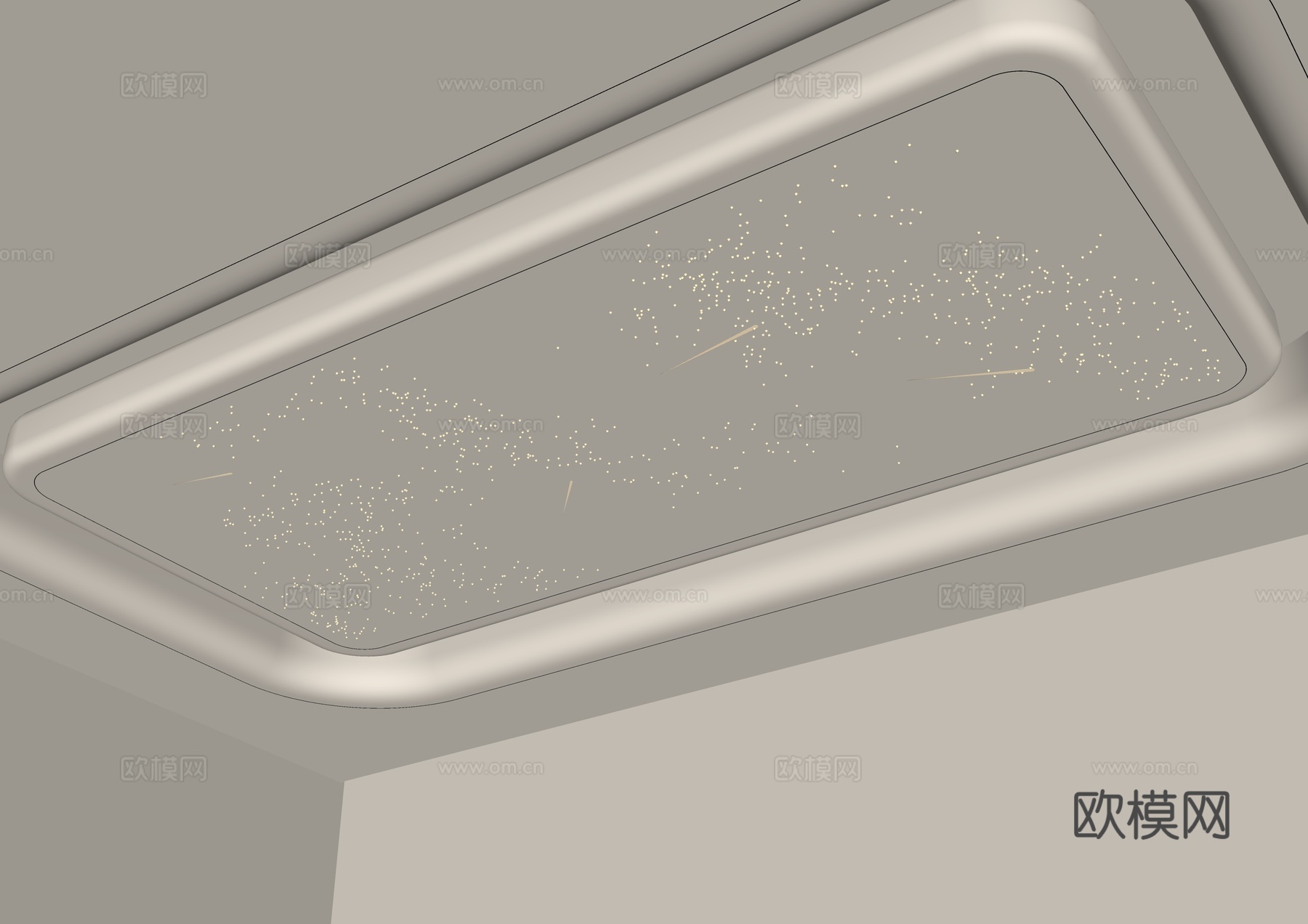 宅寂风格吊顶 星空吊顶 悬浮吊顶 星空顶 奶油风吊顶吊灯 书su模型
