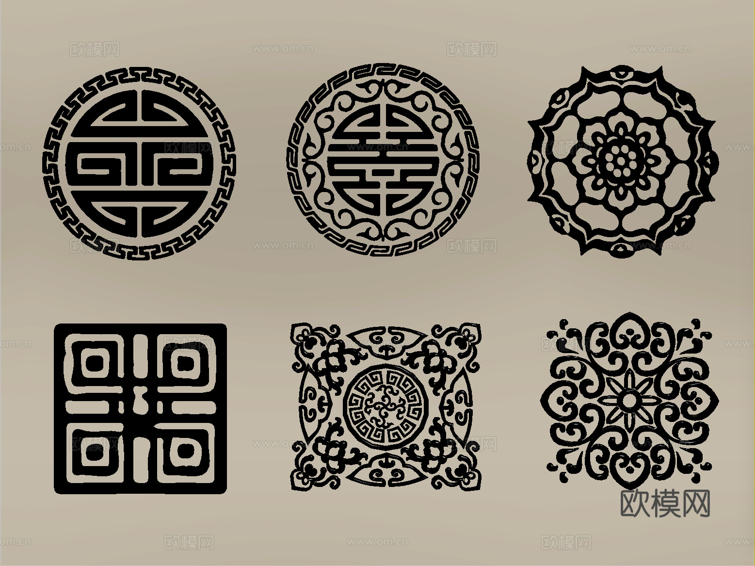 新中式雕花 花格 镂空花窗  雕花窗su模型