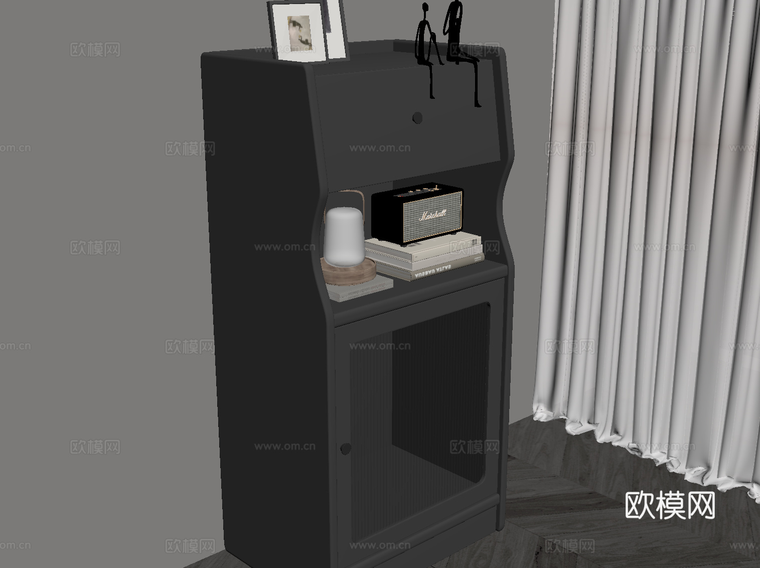 现代意式置物柜 装饰柜 边柜su模型