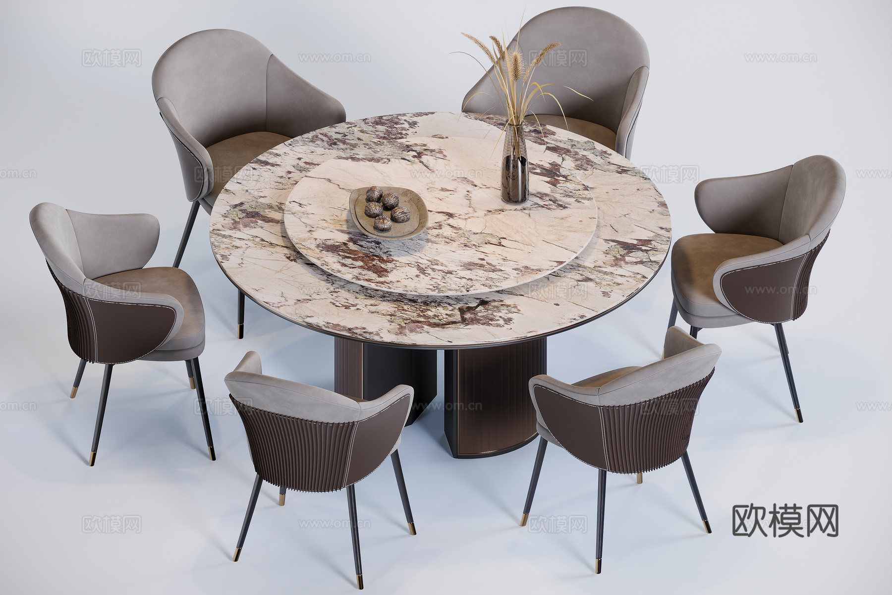 现代意式圆餐桌su模型