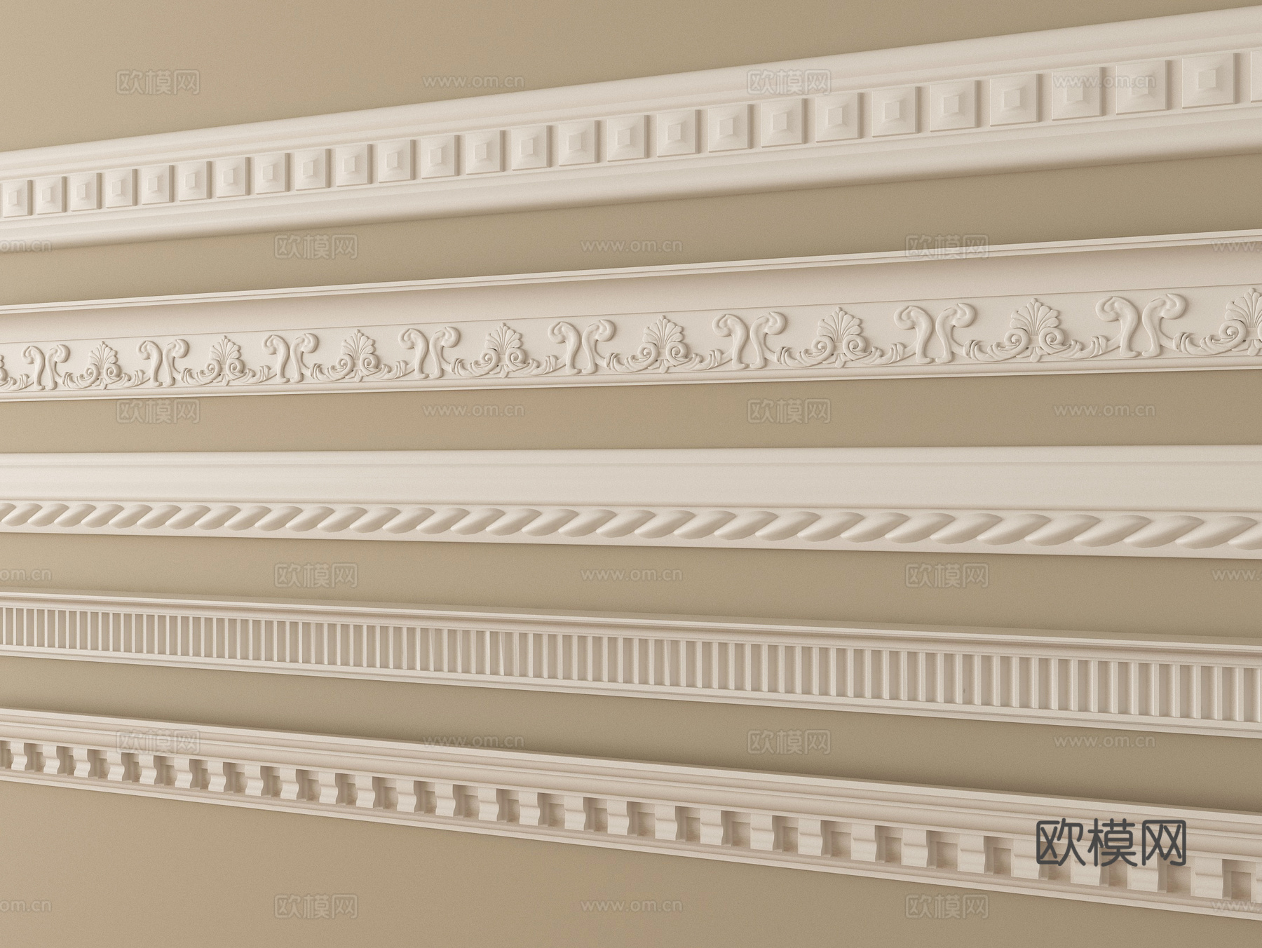 简欧石膏线 石膏构件 线条su模型