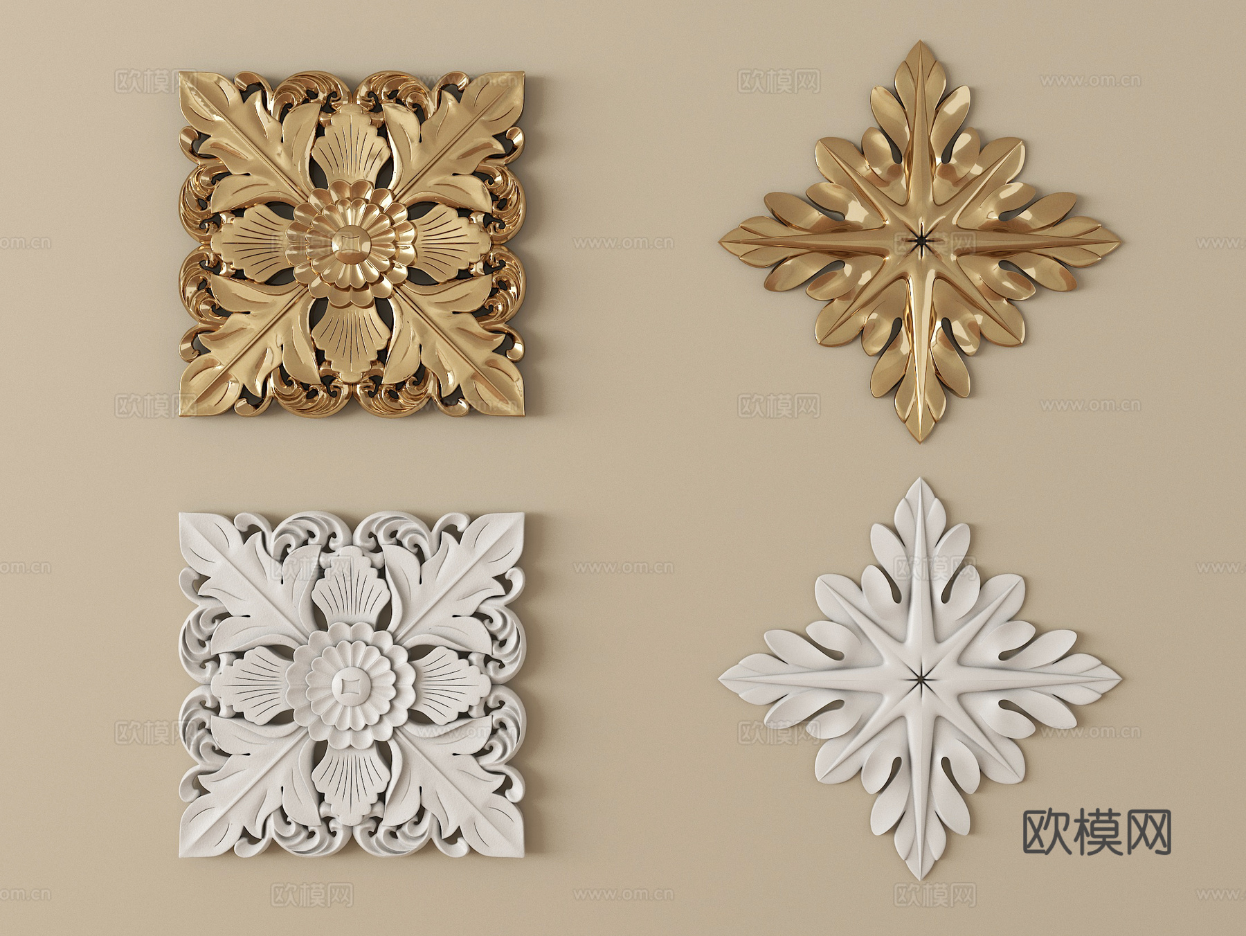 欧式石膏雕花组合 金属雕花su模型su模型