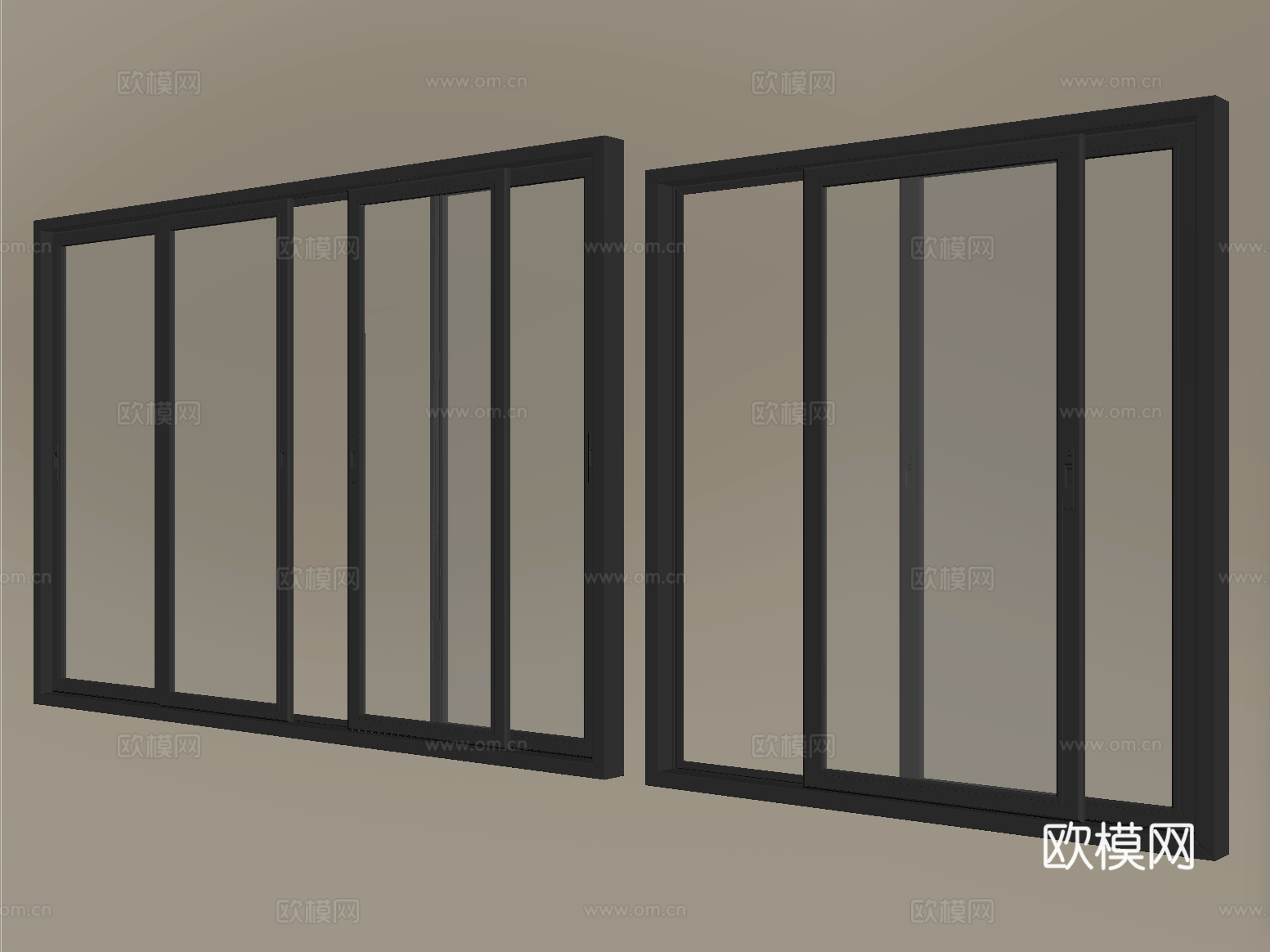 现代窗户推拉窗 落地窗 阳台窗su模型