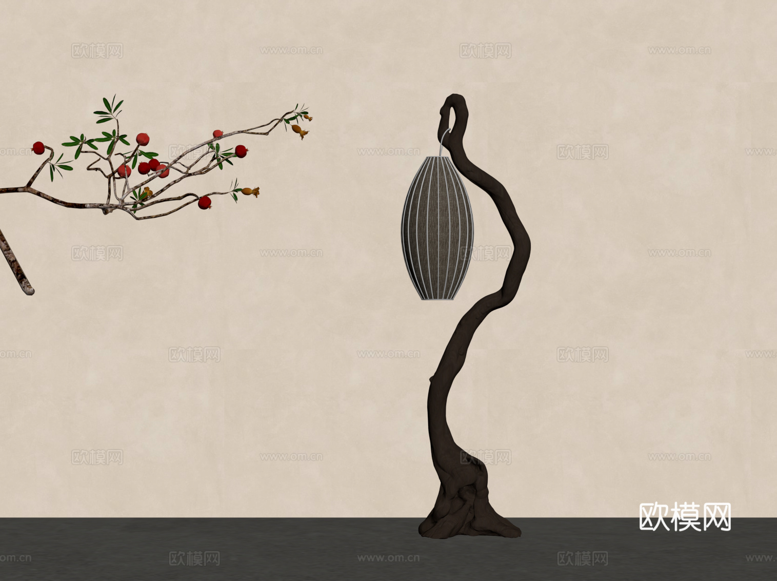 新中式落地灯su模型