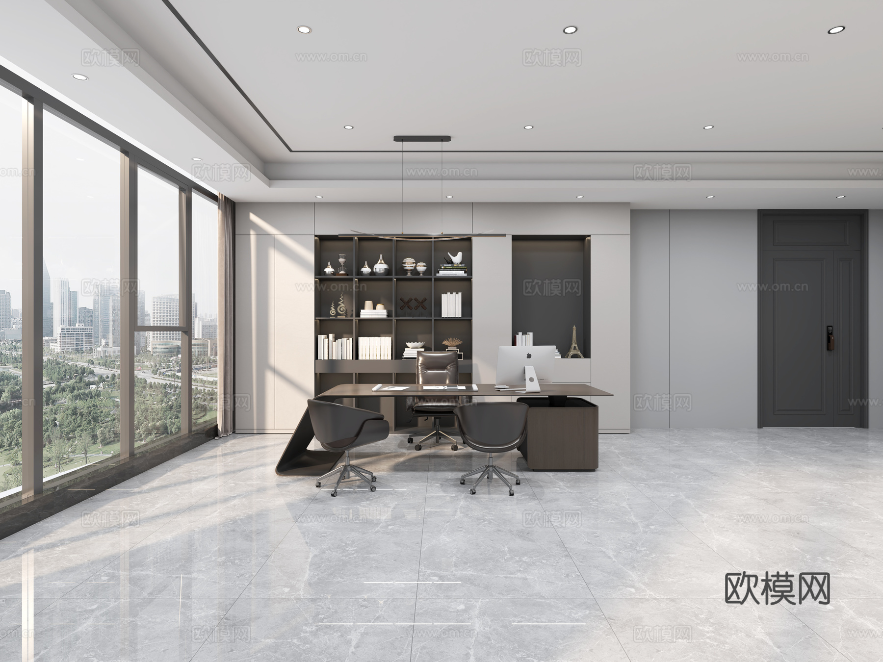办公室 老板办公室 茶桌 老板桌3d模型下载（渲染图2）