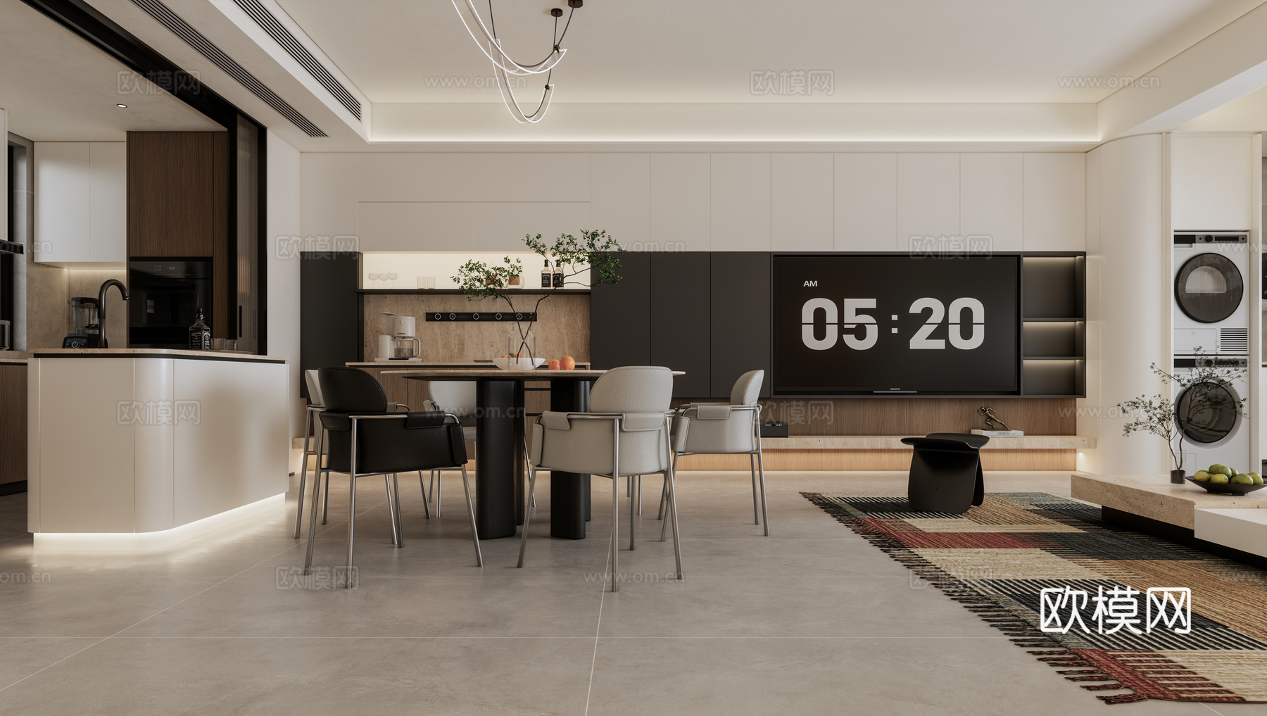 现代客餐厅su模型