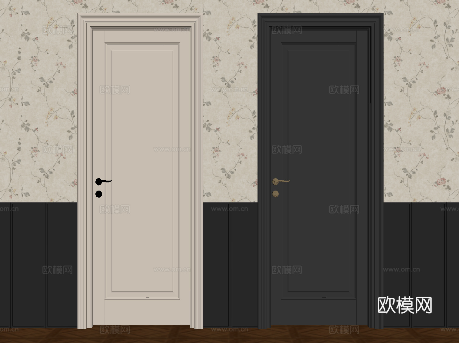 法式单开门 室内门su模型