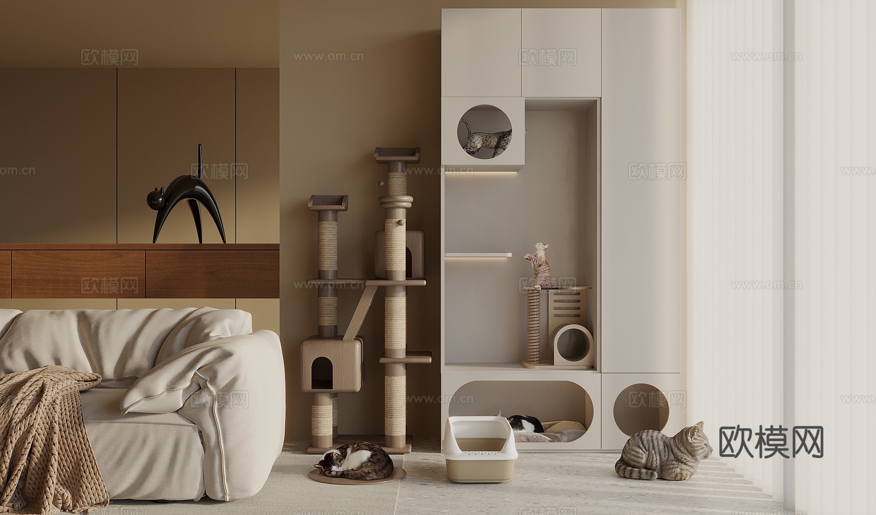 猫爬架 宠物柜 猫爬架 猫窝猫舍 宠物用品3d模型下载